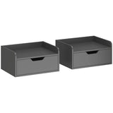 HOMCOM Set of 2 Floating Nightstands with Drawer – Wall-Mounted Bedside Tables for Bedroom, Black