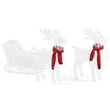 Light-Up Reindeer and Sleigh Christmas Decoration – 73cm, 240 White LEDs, UK Plug