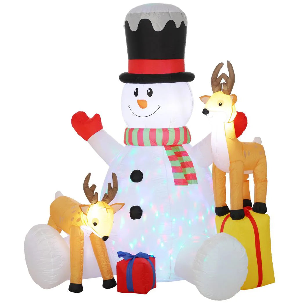 Outsunny 7ft Giant Christmas Inflatable Snowman with 2 Reindeer