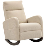 HOMCOM Corduroy Rocking Armchair with Thick Padding, Side Pockets and Rubberwood Feet – Lounge Chair, Beige
