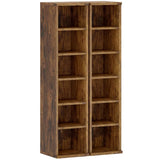 HOMCOM Set of 2 CD Media Storage Towers with Adjustable Shelves, Holds 204 CDs, Rustic Brown