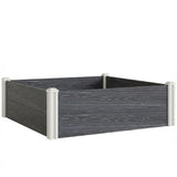 Outsunny Vinyl Raised Garden Bed Kit with Slotting Legs and Open Bottom – Modular 3 x 3 x 1ft Planter, Dark Grey