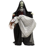 HOMCOM Halloween Animated Standing Witch with Floating Ghost Decoration with Rising and Falling Motion