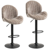 HOMCOM Set of 2 Swivel Bar Stools with Back, Footrest and Gas Lift Height Adjustment – Chenille Kitchen Island Stools, Brown