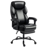 HOMCOM Reclining Office Chair with Footrest, Linkage Armrests and Casters – PU Leather Desk Chair, Black