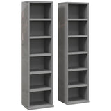 HOMCOM Set of 2 CD Media Tower Shelf Units with Adjustable Shelves, 204 CD Capacity – High Gloss Grey