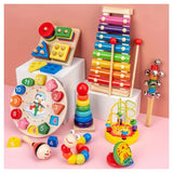 9-in-1 Wooden Musical Toy Set with Rattle, Bells & Drum – Sensory Early Education Instruments for Toddlers