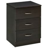 HOMCOM Three-Drawer Bedside Table with Wood-Effect Finish & Non-Slip Feet – Bedroom Nightstand, Black