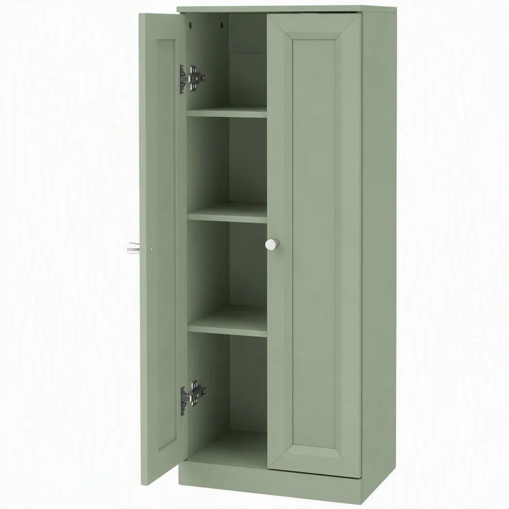 HOMCOM Narrow Bathroom Cabinet with 2 Doors & 4 Tiers – Slim Freestanding Storage Cupboard