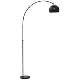 HOMCOM Adjustable Arc Floor Lamp, Faux Marble Base – Black