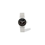 Ravel Ladies Everyday Black Dial Watch with Silver Stainless Steel Expander Bracelet, 27mm