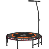 HOMCOM Fitness Trampoline with Adjustable Handle & 150kg Max Load – Foldable Low-Impact Rebounder for Adults