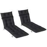 Outsunny Set of 2 Sun Lounger Cushions with Button Tufting and Ties, 190 x 56 cm, Black