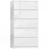 HOMCOM 5-Drawer Chest of Drawers with Handle-Free High Gloss Fronts & Soft-Close – Modern Bedroom Storage Unit