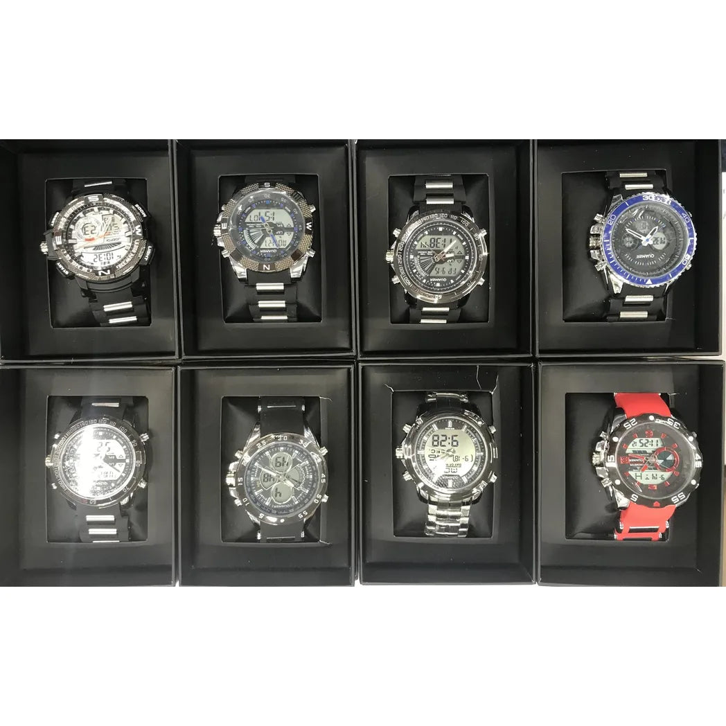 Quamer Gents Digital & Analogue Dual Time Watch – Men's Wristwatch, Assorted Designs and Colours