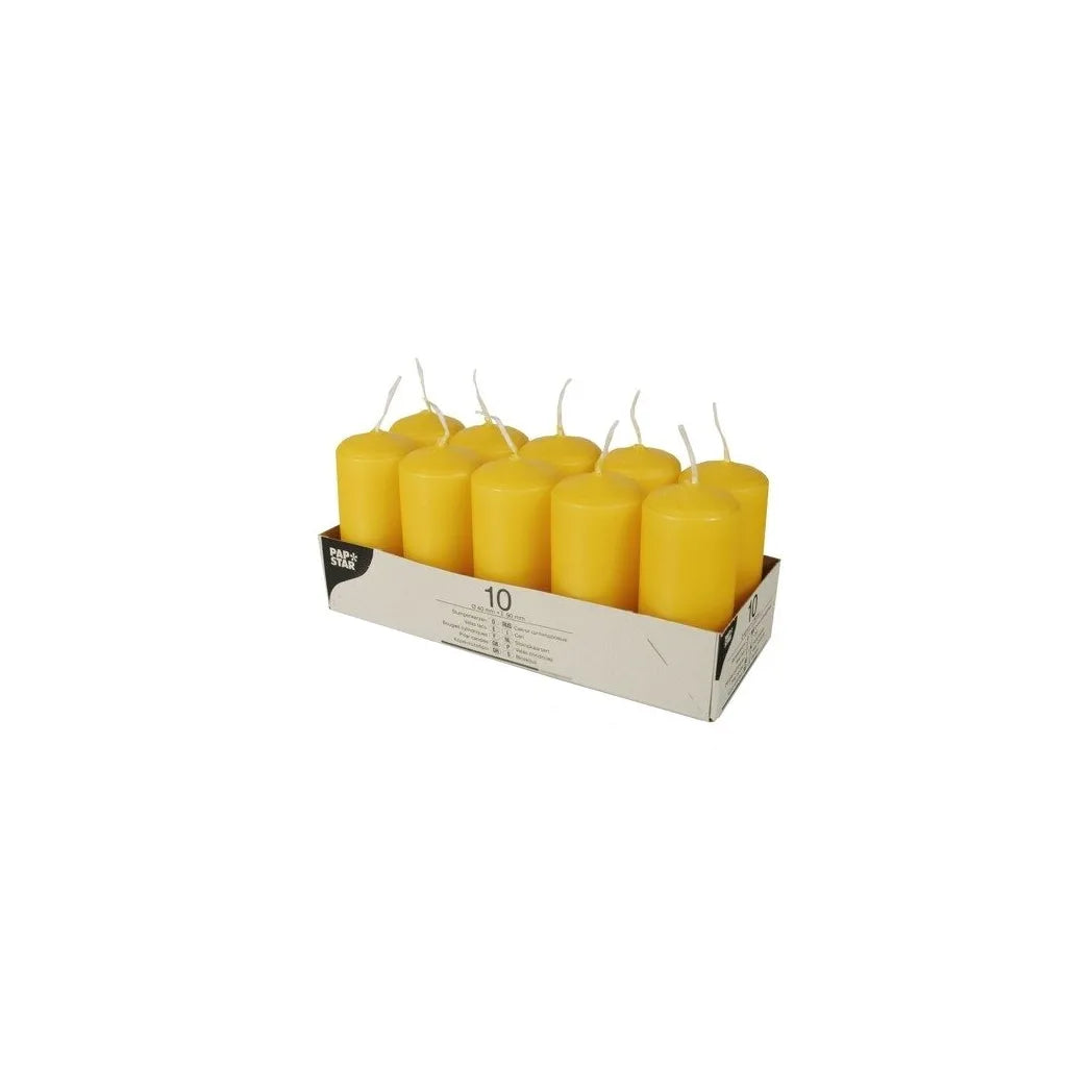 Pillar Candles Pack of 10 – Home Decor Candle Set, Yellow