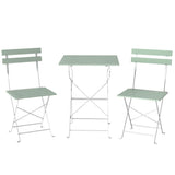 Outsunny 3-Piece Folding Bistro Set, 2 Chairs & Table – Metal and Acacia Wood Patio Furniture, White/Green