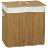 HOMCOM 144L Bamboo Laundry Basket with Lid, 3 Sections, Handles & Removable Washable Liner – Brown