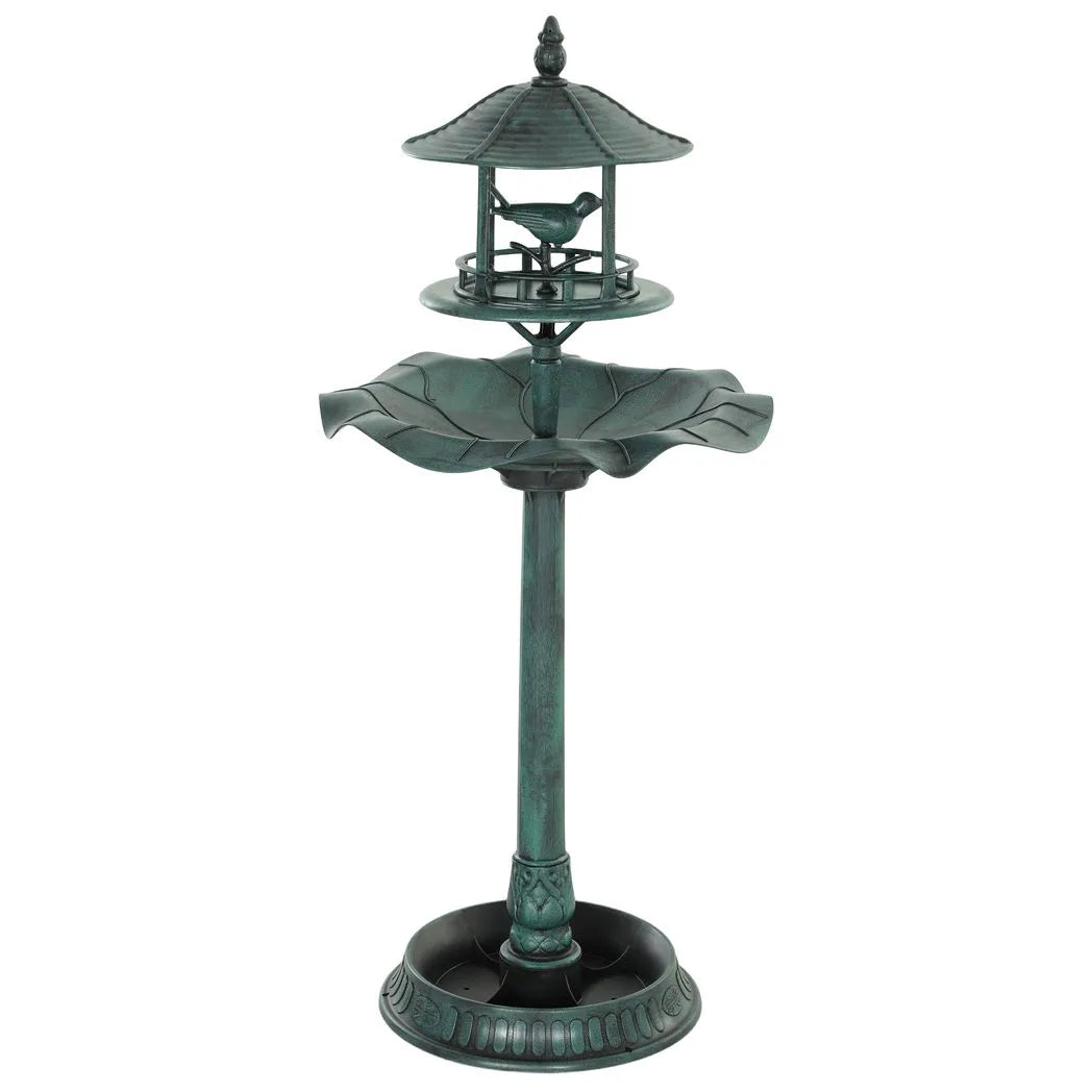 Outsunny 3-in-1 Garden Bird Bath, Freestanding Birdbath with Large Water Basin, Underneath Flower Planter