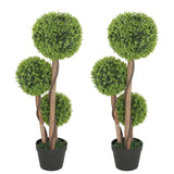HOMCOM Decorative Artificial Trees Boxwood Ball Topiary Trees Set of 2 in Pot