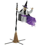 HOMCOM 200cm Life Size Animated Flying Witch Halloween Decorations Outdoor Indoor