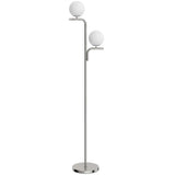 HOMCOM Dual-Head LED Floor Lamp – Silver