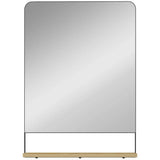 HOMCOM Wall Mirror with Wood Shelf – Black