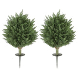 HOMCOM 60 cm Artificial Cypress Tree with Ground Stake, Set of 2 Artificial Plants for Indoor & Outdoor