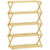 HOMCOM 5-Tier Folding Bamboo Shoe Rack – Holds 15 Pairs, No Assembly, Natural