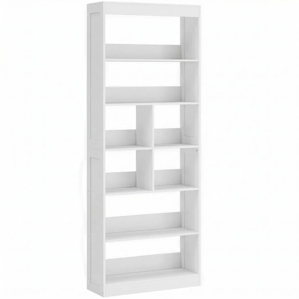 HOMCOM 6-Tier Bookcase with Open Shelves and Cubes, 180 cm Tall Display Shelf with Anti-Tipping Design, White
