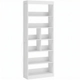 HOMCOM 6-Tier Bookcase with Open Shelves and Cubes, 180 cm Tall Display Shelf with Anti-Tipping Design, White