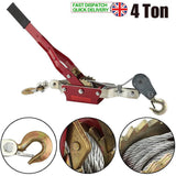 4 Ton Dual Gear Hand Winch with Double Hooks – Heavy Duty Wire Rope Cable Puller, 1.7m Rope