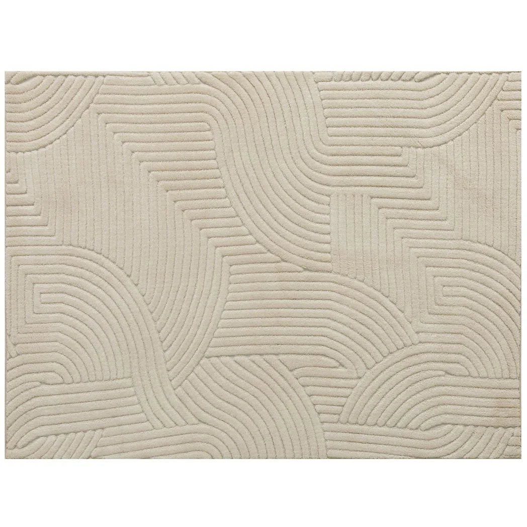 HOMCOM Modern Geometric Plush Rug, Non-Slip, 200 x 140cm – Cream