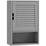 HOMCOM Wall Mounted Bathroom Cabinet with Adjustable Shelves, Louvred Door – 40 x 20 x 60 cm, Grey