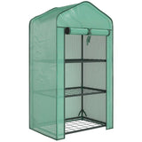 Outsunny Three-Tier Mini Greenhouse with Steel Frame, PE Cover & Roll-Up Door – Portable, Green