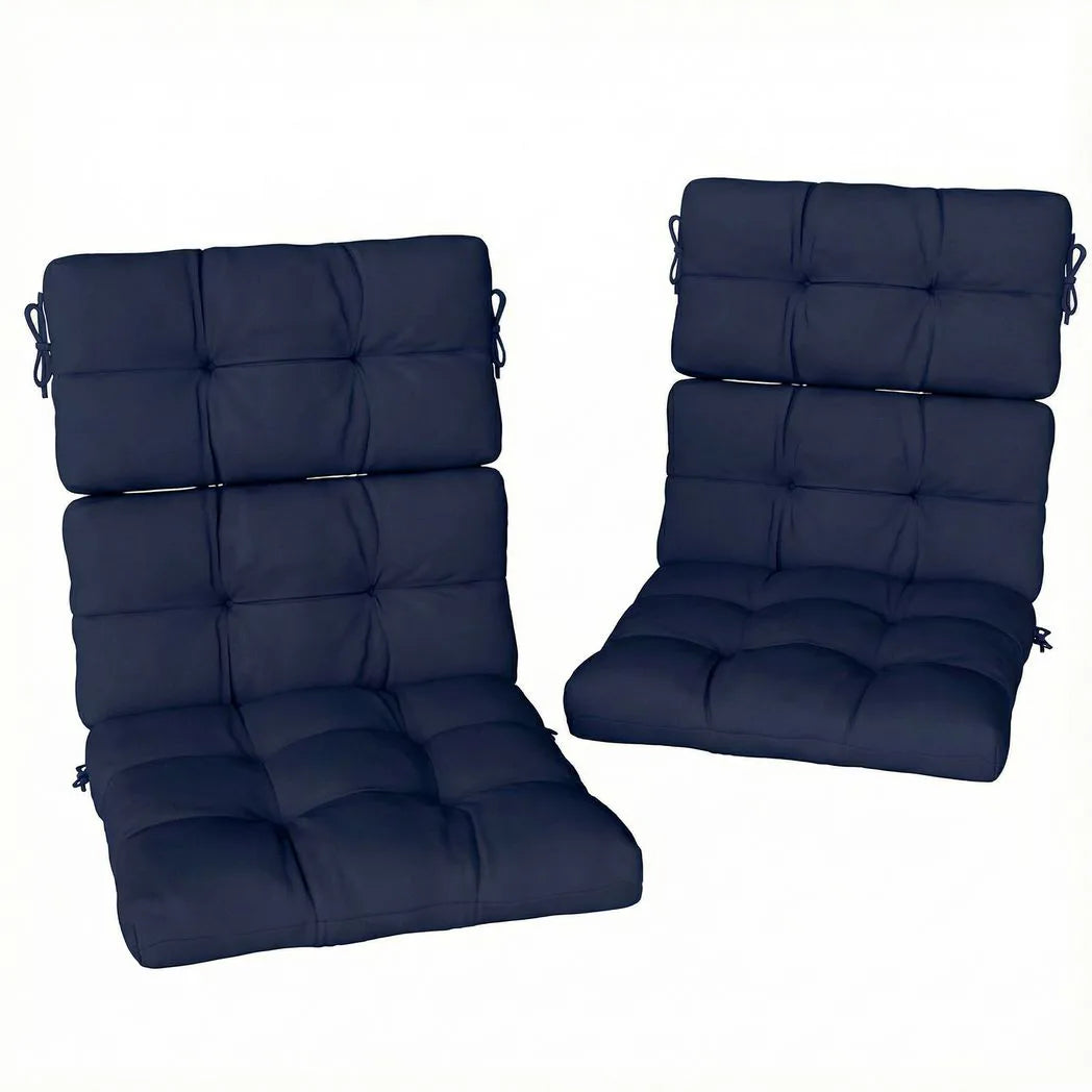 Outsunny Set of 2 Tufted Garden Chair Cushions with Backrest and Ties, Dark Blue