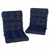 Outsunny Set of 2 Tufted Garden Chair Cushions with Backrest and Ties, Dark Blue