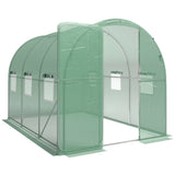 Outsunny 2 x 3m Walk-In Polytunnel Greenhouse with Hinged Door and 6 Roll-Up Windows – Garden Tunnel, Green
