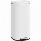 HOMCOM 30L Kitchen Pedal Bin with Soft-Close Lid – Compact Rubbish Bin with Removable Bucket, White