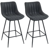 HOMCOM Set of 2 PU Leather Swivel Bar Stools with Channel Stitching – Kitchen Breakfast Bar, Black