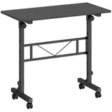 HOMCOM Overbed Table with Height Adjustment and Wheels, 80 x 40 cm – Sofa Side Table and Laptop Desk, Black