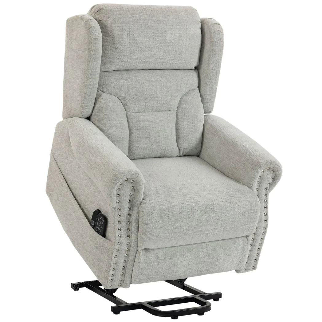 HOMCOM Riser Recliner Chair with Massage and Heat – Chenille Electric Power Lift Armchair, Light Grey