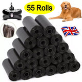 1100 Biodegradable Dog Poo Bags with Bone-Shaped Dispenser – 55 Rolls, Leak-Proof Pet Waste Bags, Black