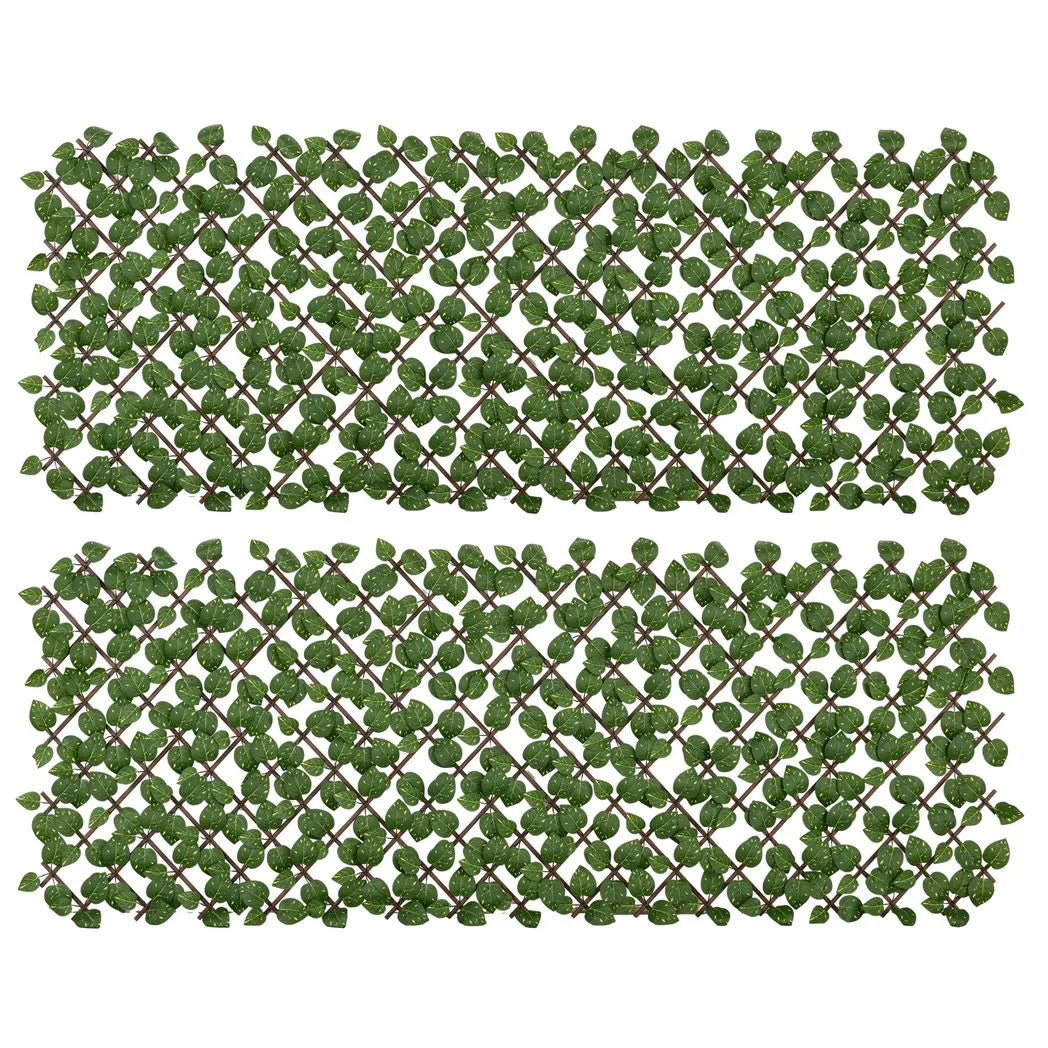 Outsunny Set of 2 Expandable Artificial Hedge Panels, Realistic Leaves – Outdoor Privacy Screen, 2 x 1m