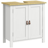 kleankin Under Sink Bathroom Cabinet with U-Shaped Cut-Out – For Basins Without Pedestal, White