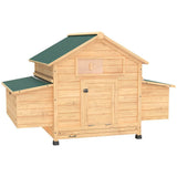 PawHut Wooden Chicken Coop with Two Nesting Boxes, Openable Waterproof Roof & Pull-Out Tray – Hen House, 150cm