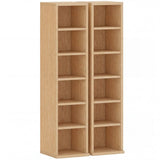 HOMCOM Set of 2 CD Storage Towers with Adjustable Shelves – Slim Media Display Rack for 204 CDs, Natural