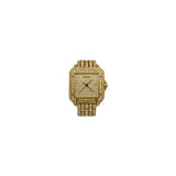 NY London Men's Bling Watch – Square Gold Dial, Gold Bracelet, Date Display