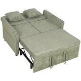 HOMCOM 2 Seater Sofa Bed, 3-in-1 Convertible Chenille Sleeper Sofa with 5-Position Backrest – Light Green