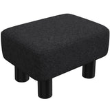 HOMCOM Linen Fabric Footstool Ottoman Cube with 4 Plastic Legs – Padded Bedroom Stool, Black